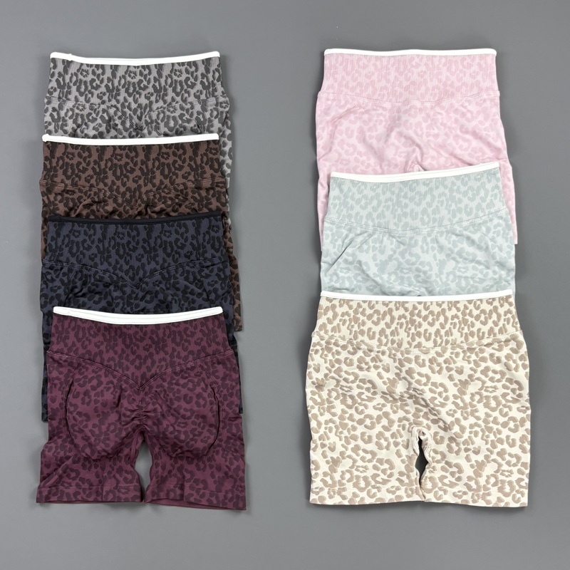 Yoga Mat - HISTELLO Gym Shorts Leopard Print Women